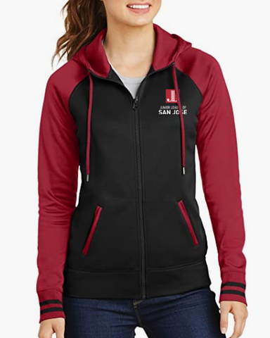 JL San Jose Women's Embroidered "Logo" Varsity Fleece Full-Zip Hooded Jacket