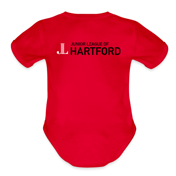 JL Hartford "Future Member" Organic Short Sleeve Baby Bodysuit - red