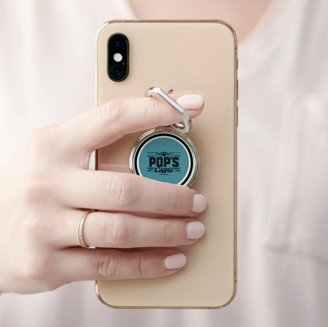 Pop's Coffee "Logo" Phone Ring Holder & Stand