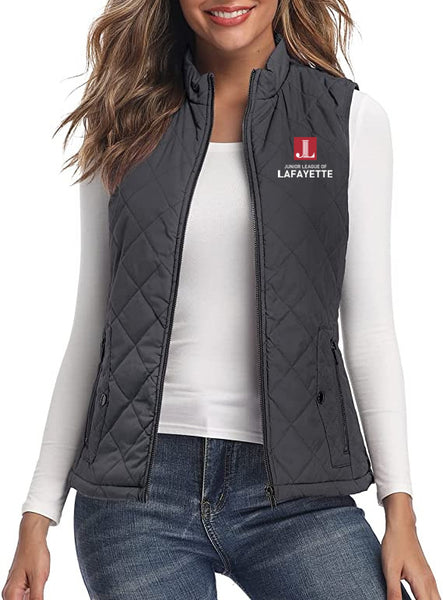 JL Lafayette "Logo" Embroidered Lightweight Zip Quilted Vest