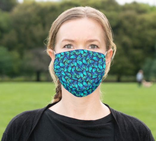Cloth Face Mask "Blue Butterfly Print"