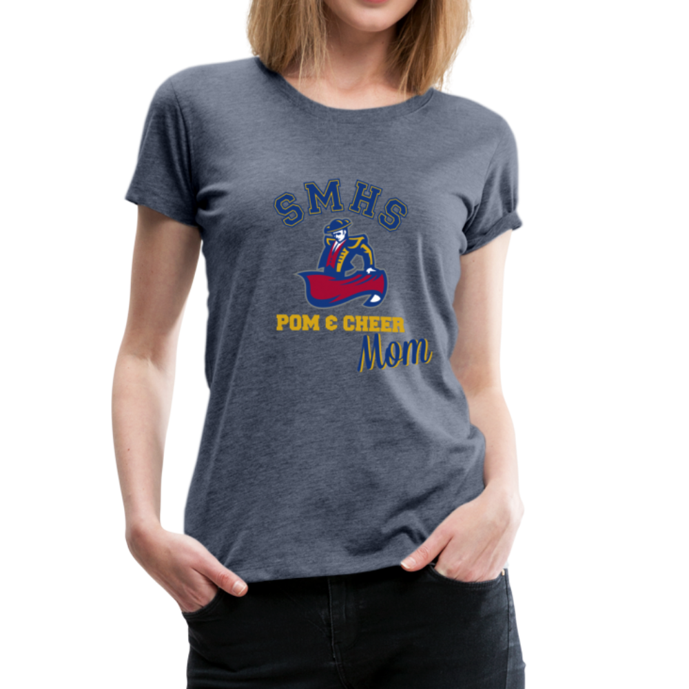 SMHS Pom & Cheer Women's "Mom" Scoop Neck T-shirt - heather blue
