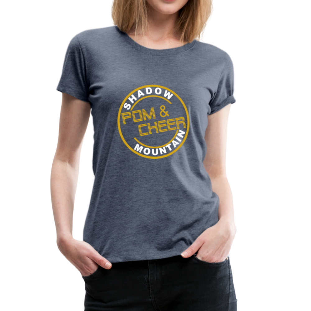 SMHS Pom & Cheer Women's "Circle Logo" Scoop Neck T-shirt - heather blue