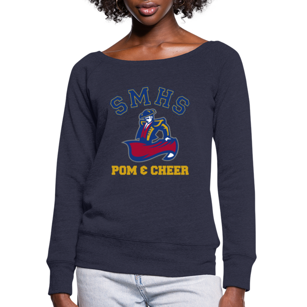 SMHS Pom & Cheer Women's Wide Neck Sweatshirt - melange navy