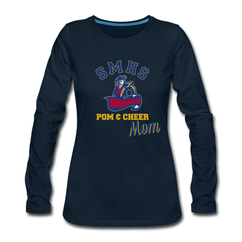 SMHS Pom & Cheer Women's "Mom" Long Sleeve T-shirt - deep navy