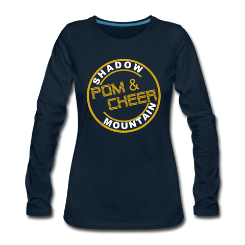 SMHS Pom & Cheer Women's "Circle Logo" Long Sleeve T-shirt - deep navy