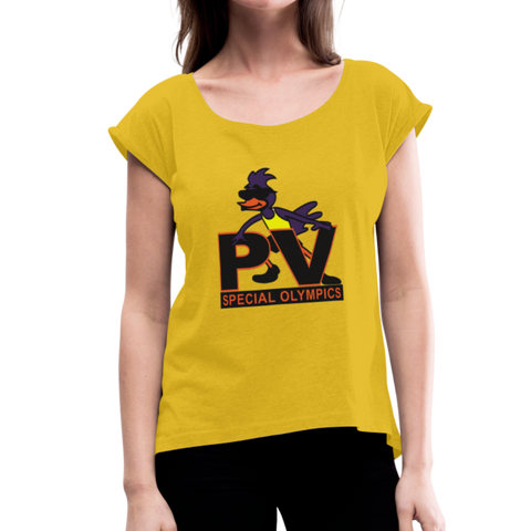 PVSO "Logo" Women's Roll Cuff T-Shirt - mustard yellow