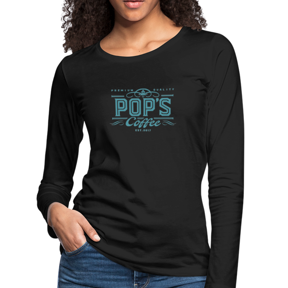 Pop's Coffee "Logo" Women's Premium Long Sleeve T-Shirt - black