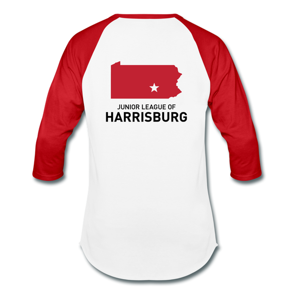 JL Harrisburg "Volunteer State" Unisex Baseball T-Shirt - white/red