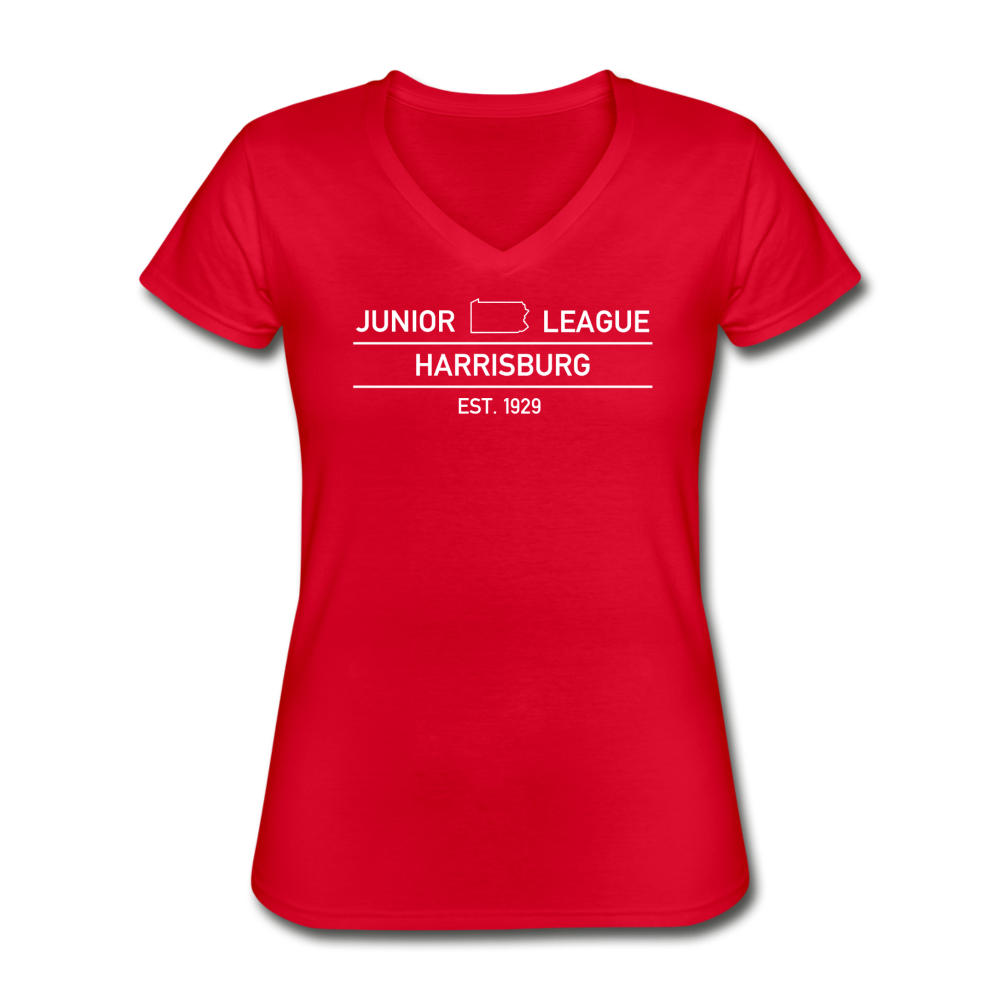 JL Harrisburg "PA State" Women's V-Neck T-Shirt - red