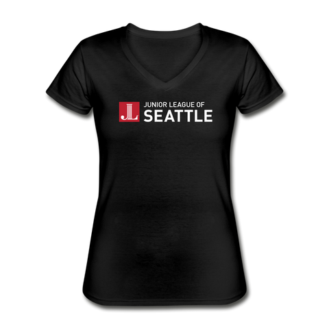 JL Seattle "Logo" Women's V-Neck T-Shirt - black