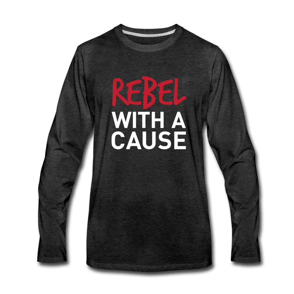 JL Topeka "Rebel With a Cause" Unisex Premium Long Sleeve T-Shirt - charcoal gray