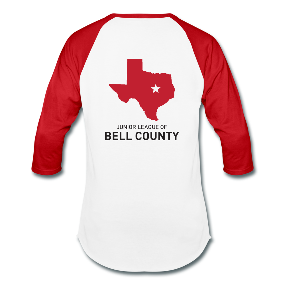 JL Bell County "Volunteer State" Unisex Baseball T-Shirt - white/red