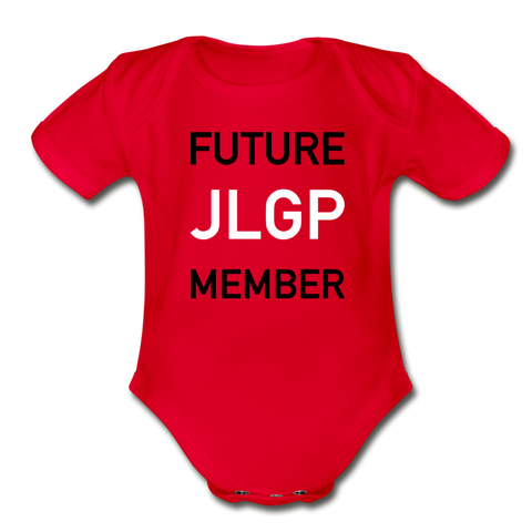 JL Greater Princeton "Future Member" Short Sleeve Baby Bodysuit - red