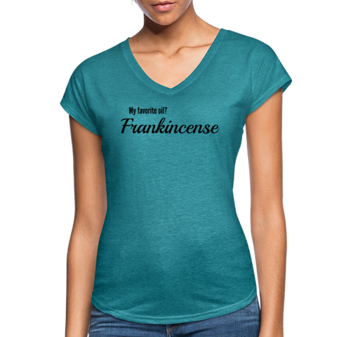 Essentially Me "Frankincense" Women's Tri-Blend V-Neck T-Shirt - heather turquoise