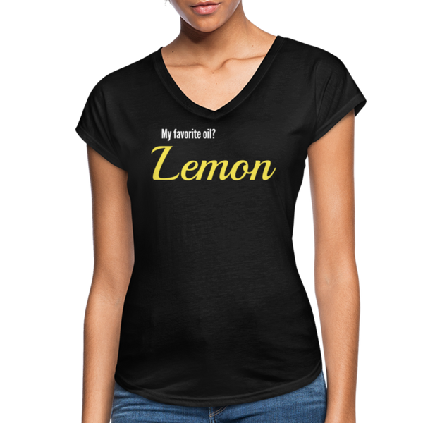 Essentially Me "Lemon" Women's Tri-Blend V-Neck T-Shirt - black