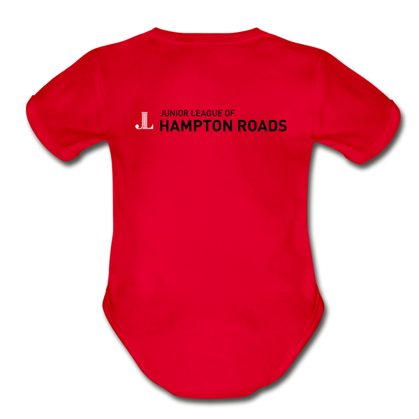 JL Hampton Roads "Future Member" Short Sleeve Baby Bodysuit - red