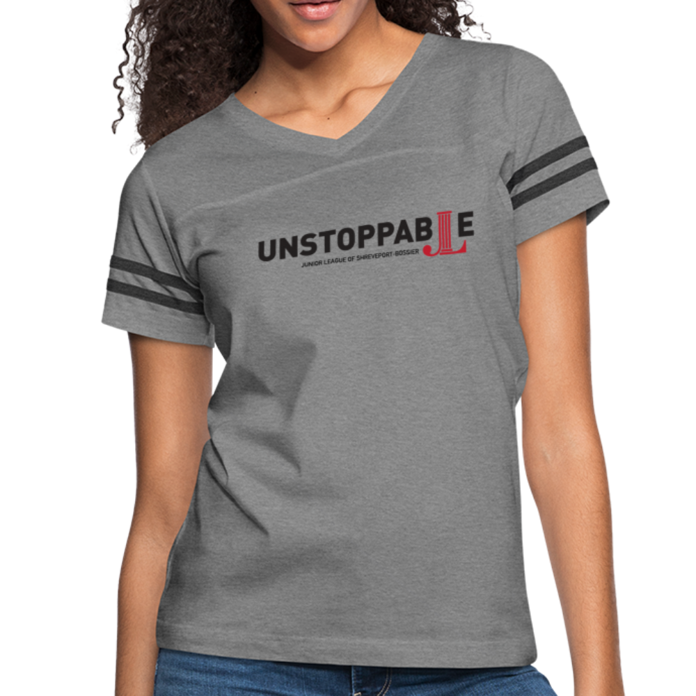 JL Shreveport-Bossier "Unstoppable" Women’s Vintage Sport T-Shirt - heather gray/charcoal