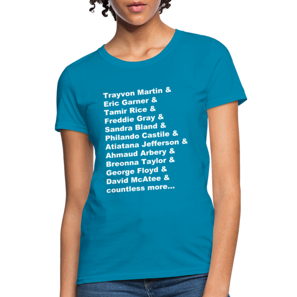 "Remember Their Names" Women's T-Shirt - turquoise