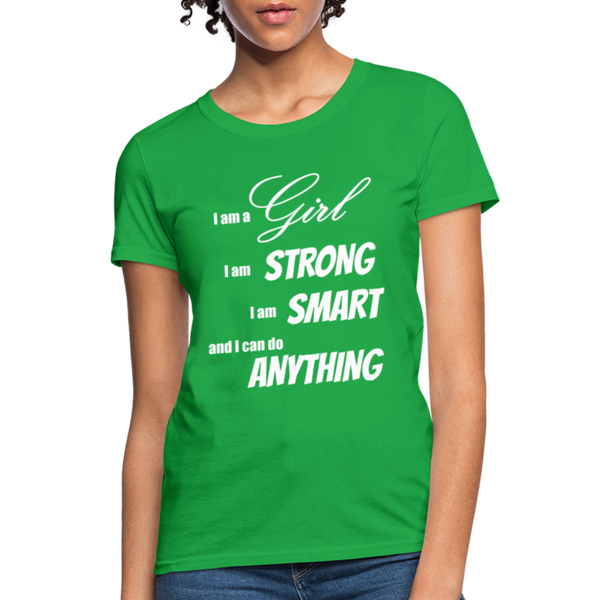 "I Am A Girl" Women's T-Shirt - bright green