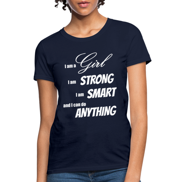 "I Am A Girl" Women's T-Shirt - navy