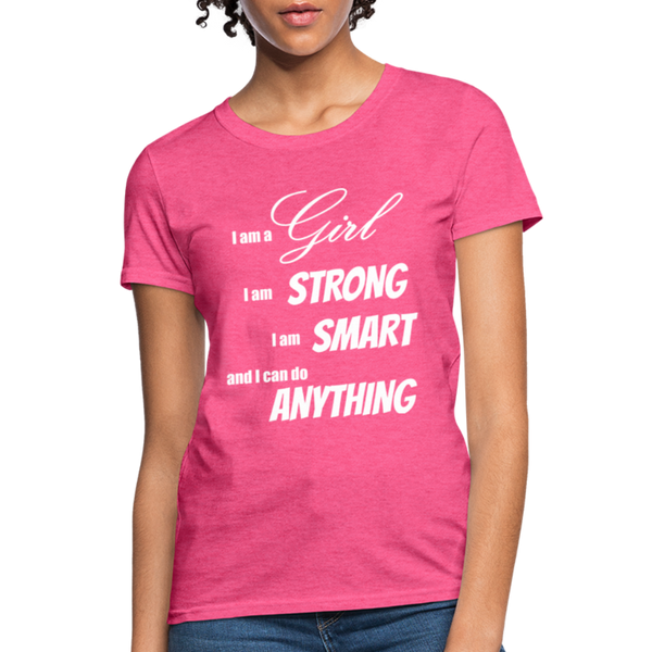 "I Am A Girl" Women's T-Shirt - heather pink