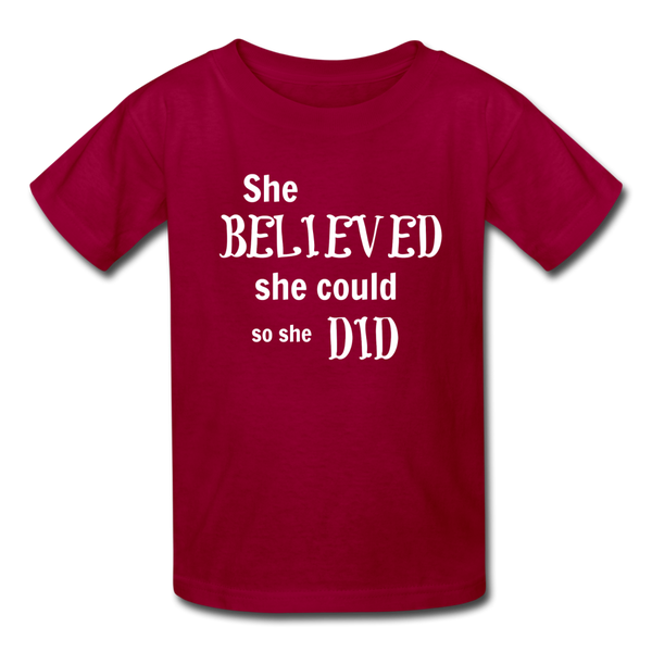 "She Believed" Kids' T-Shirt - dark red