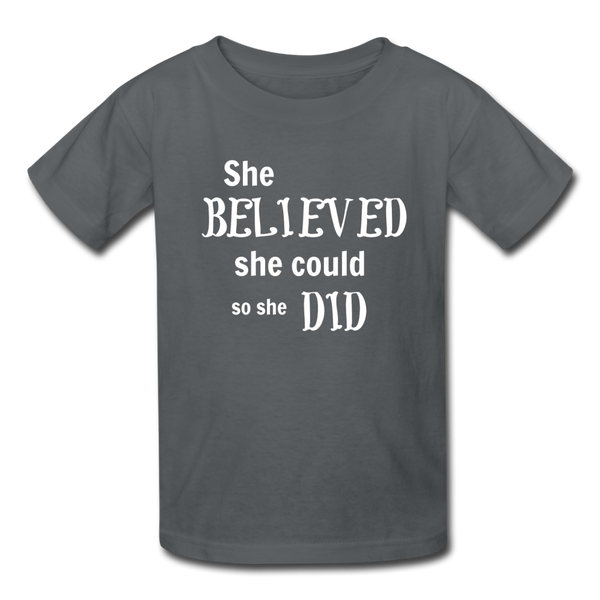 "She Believed" Kids' T-Shirt - charcoal