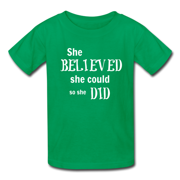 "She Believed" Kids' T-Shirt - kelly green