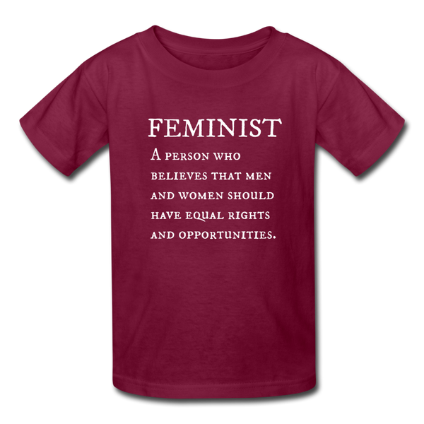 "Feminist" Kids' T-Shirt - burgundy