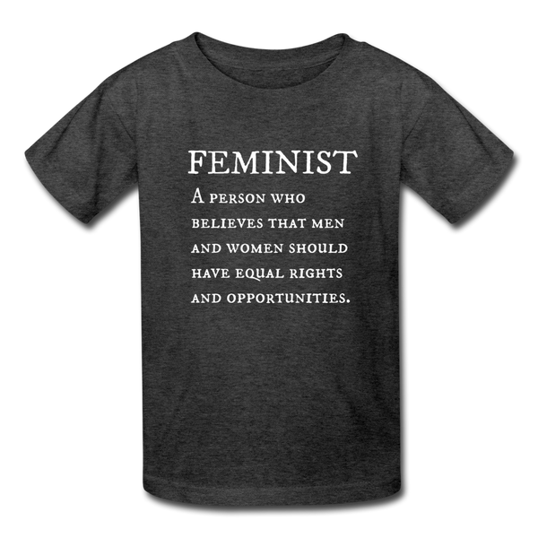 "Feminist" Kids' T-Shirt - heather black