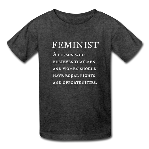 "Feminist" Kids' T-Shirt - heather black