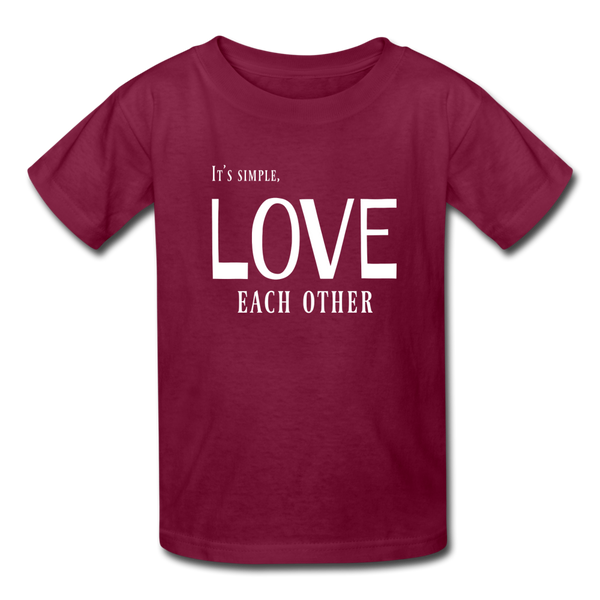 "Love Each Other" Kids' T-Shirt - burgundy