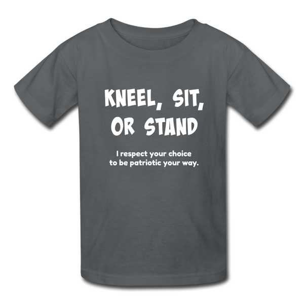 "Kneel, Sit, or Stand" Kids' T-Shirt - charcoal