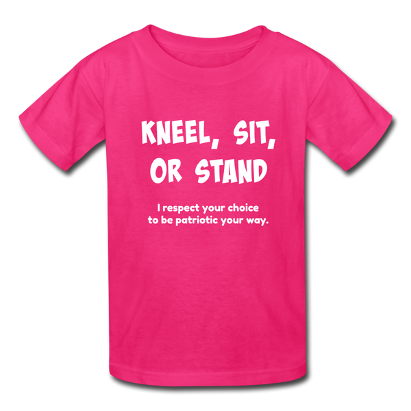 "Kneel, Sit, or Stand" Kids' T-Shirt - fuchsia