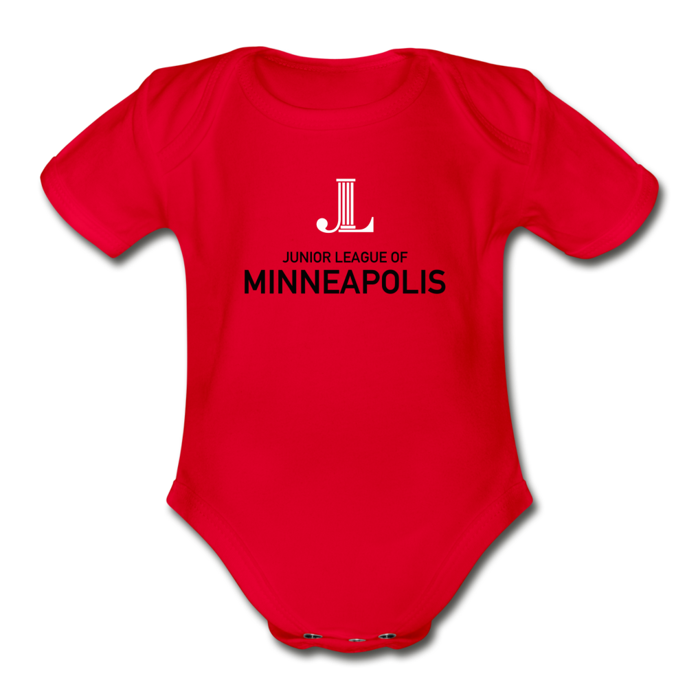 JL Minneapolis "Logo" Organic Short Sleeve Baby Bodysuit - red
