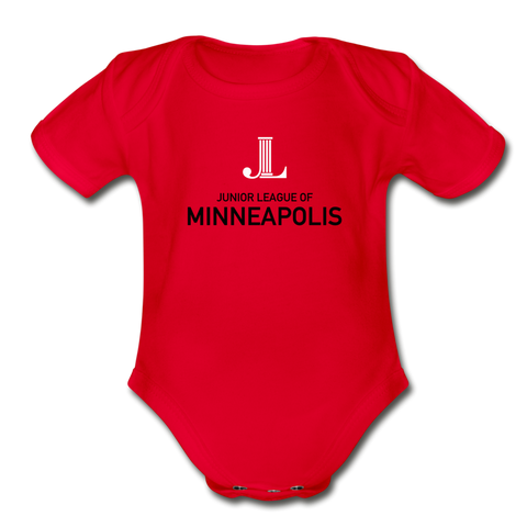 JL Minneapolis "Logo" Organic Short Sleeve Baby Bodysuit - red