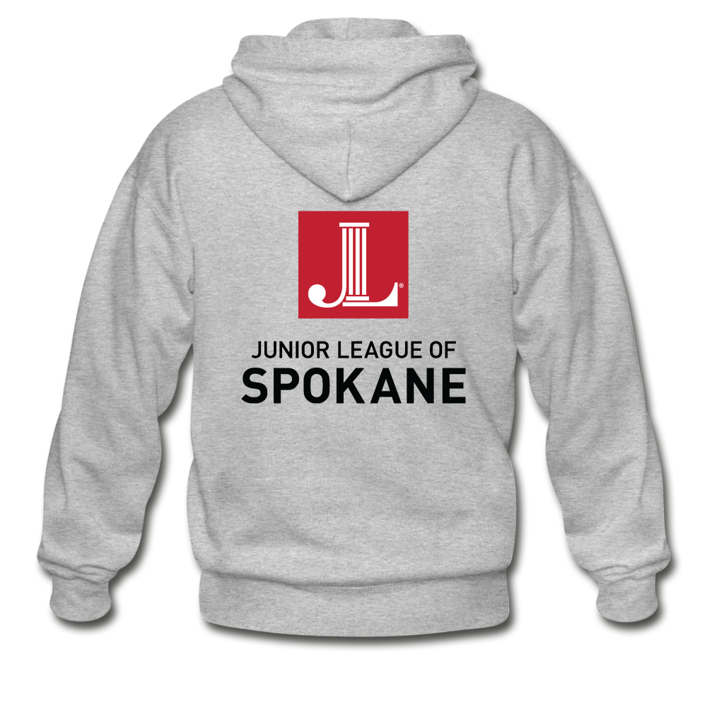 JL Spokane "Logo" Heavy Blend Adult Zip Hoodie - heather gray