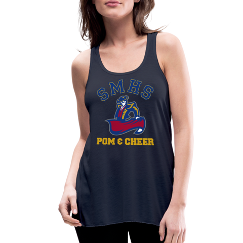 SMHS Pom & Cheer "Logo" Women's Flowy Tank Top by Bella - navy