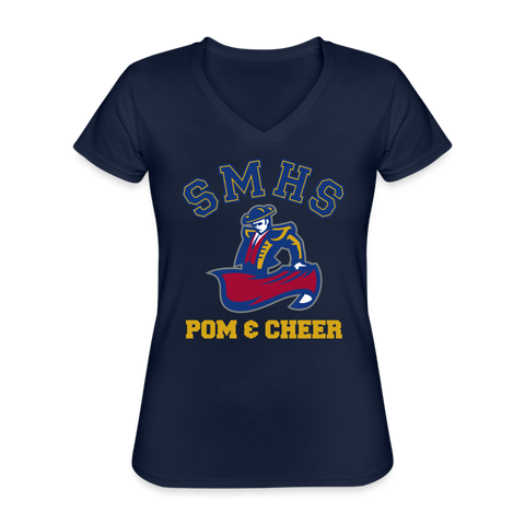 SMHS Pom & Cheer "Logo" Women's V-Neck T-Shirt - navy