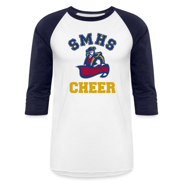 SMHS Pom & Cheer "Cheer" Baseball T-Shirt - white/navy