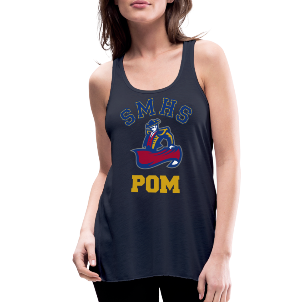 SMHS Pom & Cheer "Pom" Women's Flowy Tank Top by Bella - navy