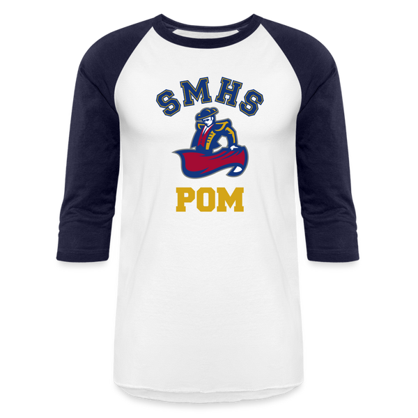 SMHS Pom & Cheer "Pom" Baseball T-Shirt - white/navy