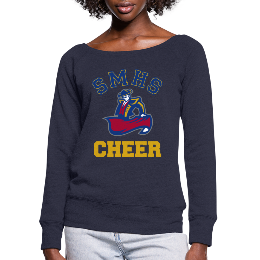 SMHS Pom & Cheer "Cheer" Women's Wide Neck Sweatshirt - melange navy