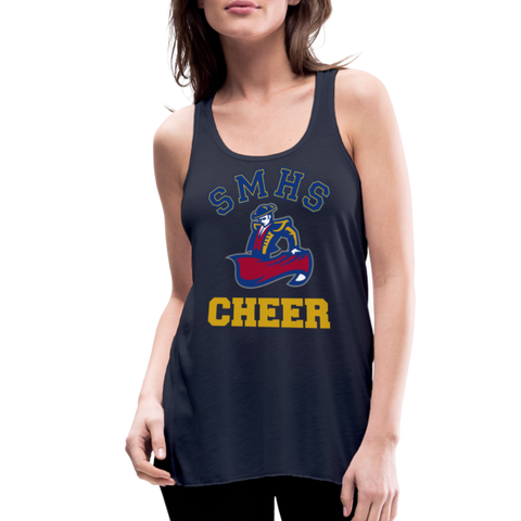 SMHS Pom & Cheer "Cheer" Women's Flowy Tank Top by Bella - navy