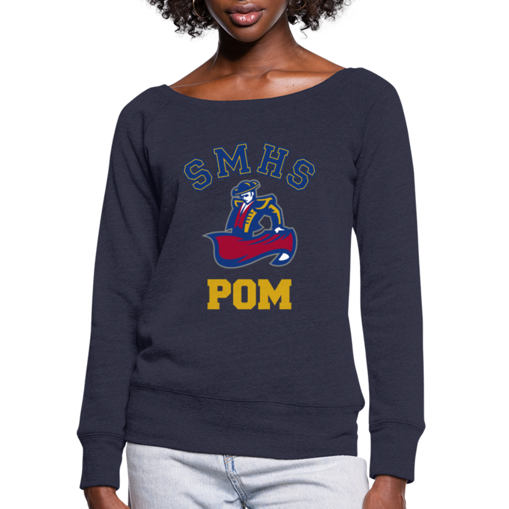 SMHS Pom & Cheer "Pom" Women's Wide Neck Sweatshirt - melange navy