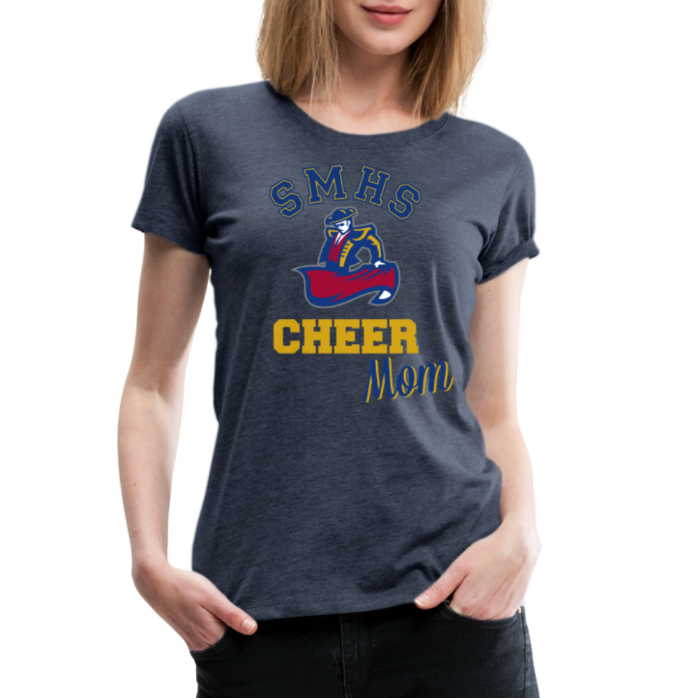 SMHS Pom & Cheer Women's "Pom Mom" Scoop Neck T-shirt - heather blue
