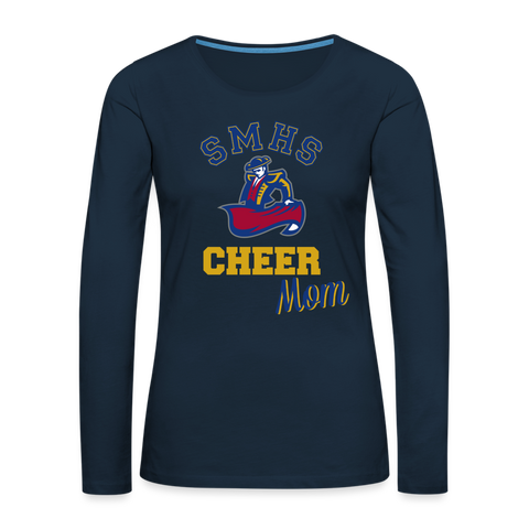SMHS Pom & Cheer Women's "Cheer Mom" Long Sleeve T-shirt - deep navy