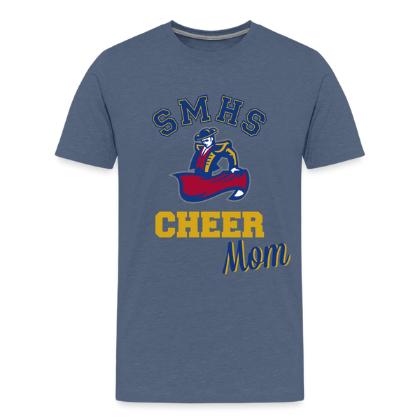 SMHS Pom & Cheer CUSTOMIZED "Cheer Mom" Unisex Premium T-Shirt - heather blue