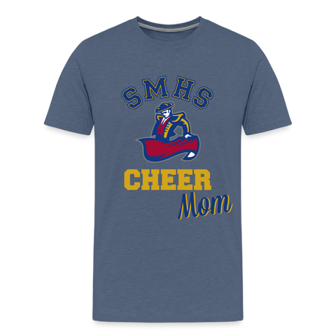 SMHS Pom & Cheer CUSTOMIZED "Cheer Mom" Unisex Premium T-Shirt - heather blue